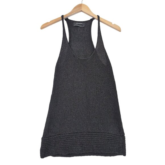 Club Monaco Knit Tank Top Women S Black Racerback Linen Blend Minimalist Capsule - Picture 1 of 8
